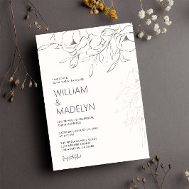 Moderne Hochzeit von Elfenbein Magnolia Einladung