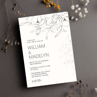 Moderne Hochzeit von Elfenbein Magnolia Einladung