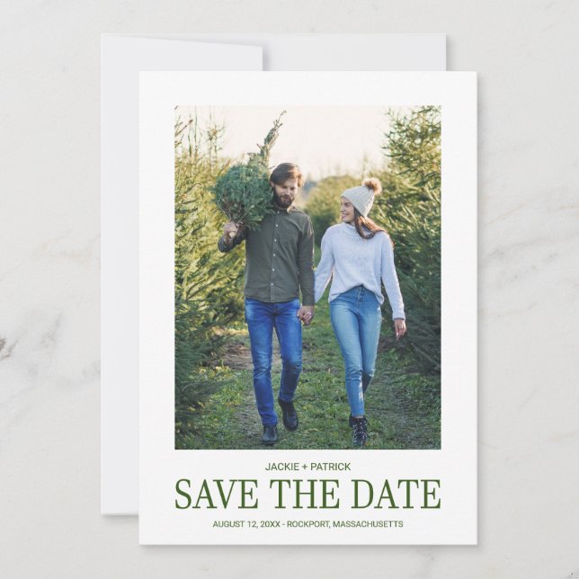 Moderne Hochzeit von Foto und Typografie Save The Date (Vorderseite)