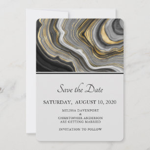 Moderne Hochzeit von Gold & Gray Agate Geode Gemst Save The Date