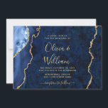 Moderne Hochzeit von Gold Navy Blue Marble Agate Einladung<br><div class="desc">Moderne Gold Navy blauer Marmor Agate Hochzeitseinladung.</div>