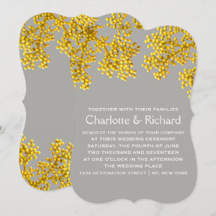 Moderne Hochzeit von Grau und Gelb Einladung