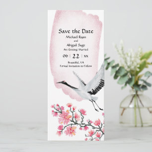 Moderne Hochzeit von japanischem Crane und Cherry Save The Date
