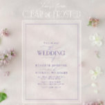 Moderne Hochzeit von Lilac Lavender Calligraphy Acryleinladungen<br><div class="desc">Diese moderne, lila Lavendel Hochzeitseinladung schafft ein perfektes Gleichgewicht zwischen Eleganz und zeitgemäßem Design und sorgt dafür, dass Ihre Gäste in eine Welt der Romantik und Schönheit versetzt werden, sobald sie sie empfangen. Die fließende Kalligrafie, gepaart mit der auffallenden Farbpalette, bietet eine frische Einnahme traditioneller Eleganz - zeitlos und frisch....</div>