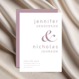 Moderne Hochzeit von Mauve Pink und Typografie Save The Date
