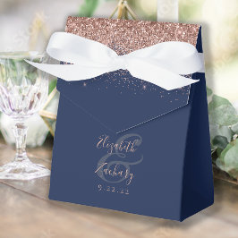 Moderne Hochzeit von Navy Blue Rose Gold Glitzer Geschenkschachtel