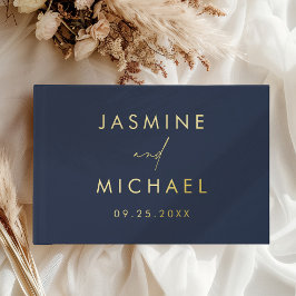 Moderne Hochzeit von Navy und Gold Foil Foto Gästebuch