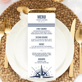 Moderne Hochzeit von Navy & White Nautical Compass Menükarte