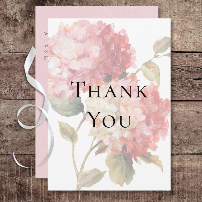 Moderne Hochzeit von Pink Blush Hydrangea Dankeskarte (Modern Pink Blush Hydrangea Wedding Thank You Card)