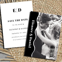 Moderne Hochzeit von Schwarz-Weiß-Foto Save The Date