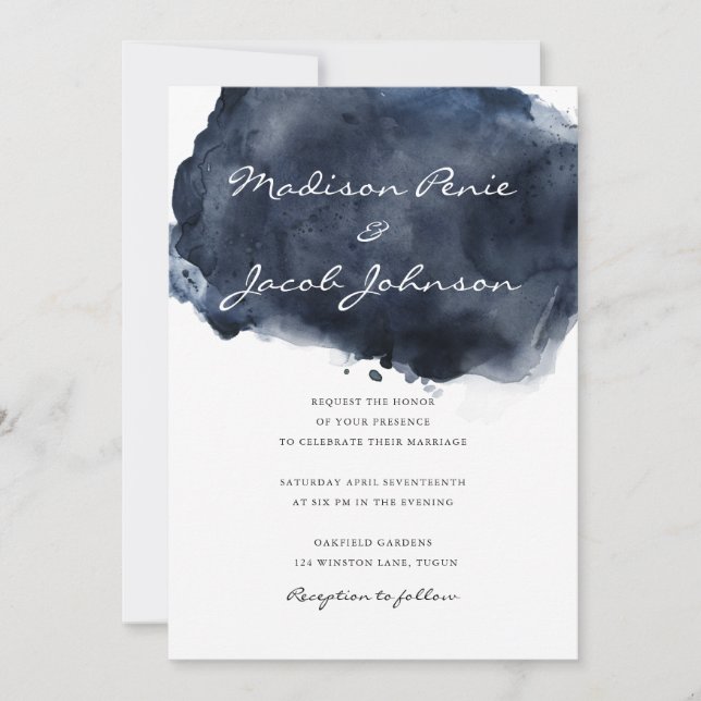 Moderne Hochzeit von Tiefseefischerei-Paint Splash Einladung (Vorderseite)