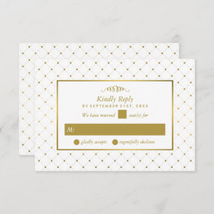Moderne Hochzeit von White & Gold Foil RSVP Karte