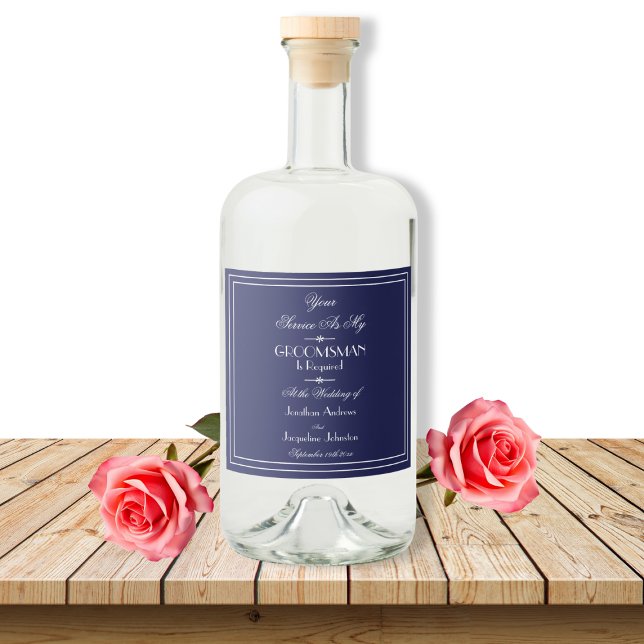 Moderne Hochzeit Werden Sie mein Trauzeuge-Vorschl Alkoholflaschenetikett (Will you be My Groomsman? Modern Wedding Proposal Liquor Bottle Label.)