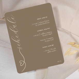 Moderne Hochzeit   Zeitplan und Details   Dunkelne Begleitkarte