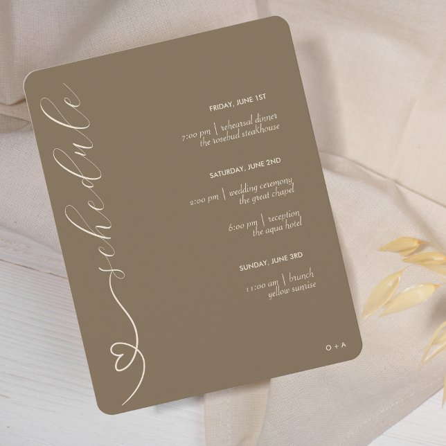 Moderne Hochzeit | Zeitplan und Details | Dunkelne Begleitkarte (Von Creator hochgeladen)