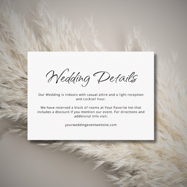 Moderne Hochzeitdetails Einfaches Boho Begleitkarte (Von Creator hochgeladen)