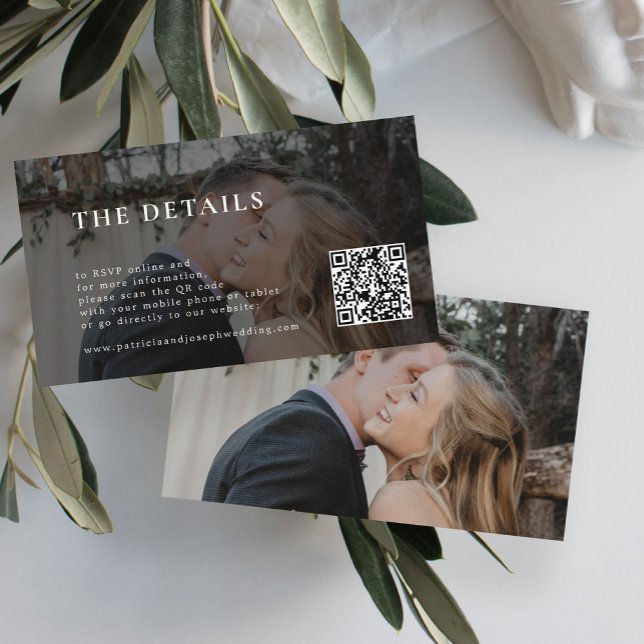 Moderne Hochzeitdetails QR-Foto Begleitkarte (Von Creator hochgeladen)