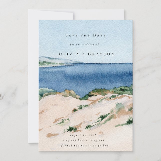 Moderne Hochzeiten am Sommerstrand Save the Date (Vorderseite)