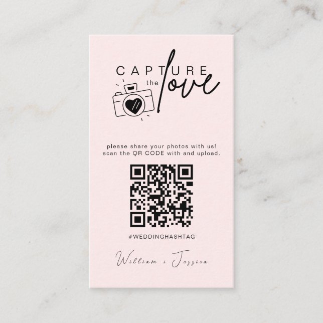 Moderne Hochzeiten erfassen den QR-Code der Liebe Begleitkarte (Vorderseite)