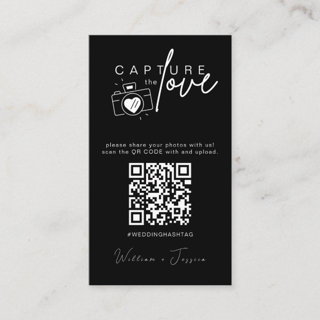 Moderne Hochzeiten erfassen den QR-Code der Liebe Begleitkarte (Vorderseite)