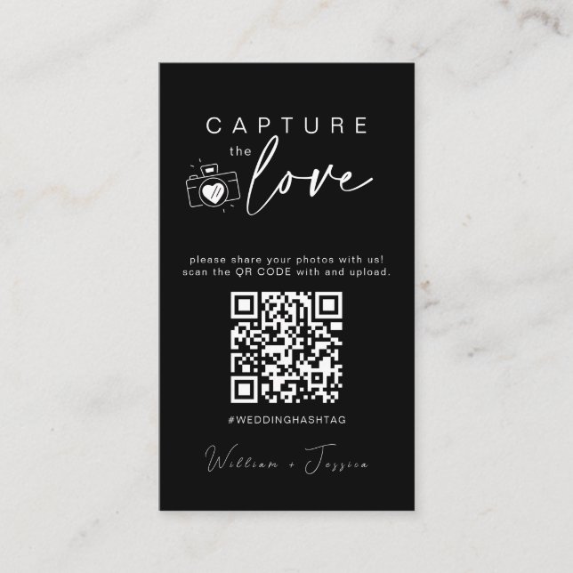 Moderne Hochzeiten erfassen den QR-Code der Liebe Begleitkarte (Vorderseite)