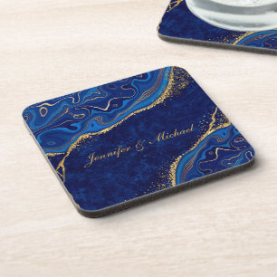 Moderne Hochzeiten Gold und Blau Eleganter Individ Getränkeuntersetzer