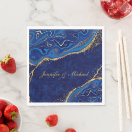 Moderne Hochzeiten Gold und Blau Eleganter Individ Serviette