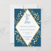 Moderne Hochzeiten in Blau und Gold speichern das