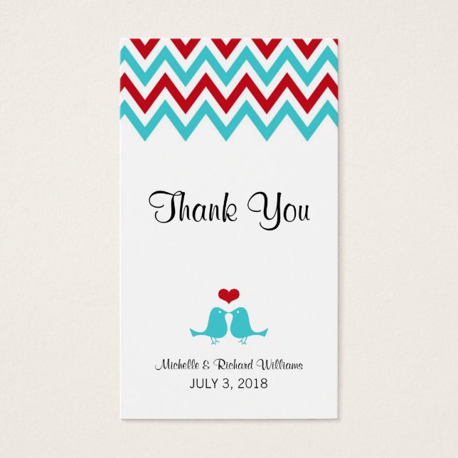 Moderne Hochzeiten in Red and Aqua Zickzack & Love (Vorderseite)