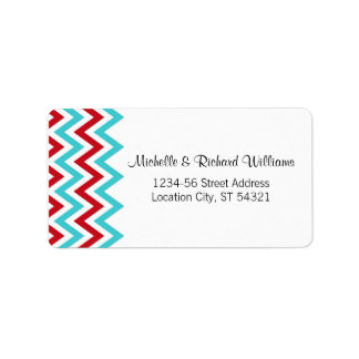 Moderne Hochzeiten in Red and Aqua Zickzack & Love Adressaufkleber