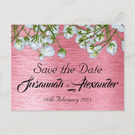 Moderne Hochzeiten in Rosa und Weiß mit Blumen ret Ankündigungspostkarte