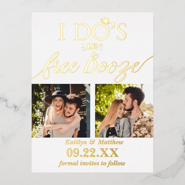 Moderne Hochzeiten kostenlos anschieben - Das Datu Folie Einladungspostkarte (Vorderseite)