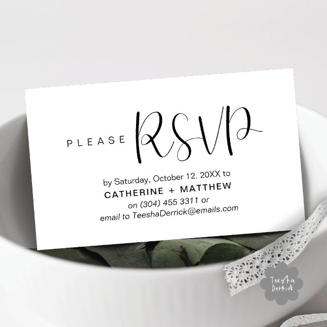 Moderne Hochzeiten laden zur Erinnerung der UAWG e Begleitkarte (Modern Wedding Celebration Invites RSVP Reminder Enclosed Card in Aesthetic White Black)