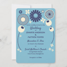 Moderne Hochzeiten mit Blau und Creme Geometric Bl Einladung