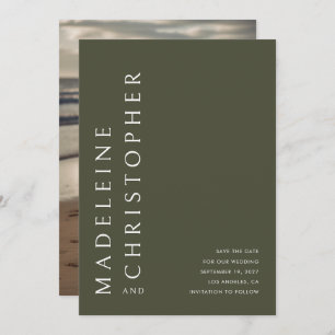 Moderne Hochzeiten mit großen Namen Olivenöl Grüne Save The Date