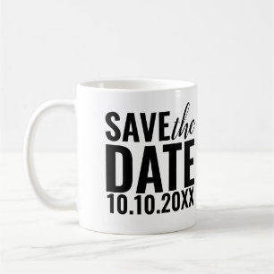 Moderne Hochzeiten retten Datums-Typografie Kaffeetasse