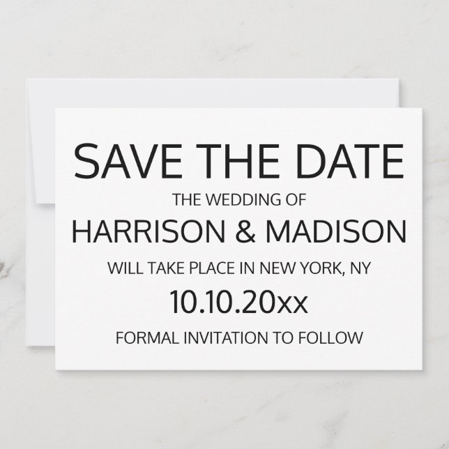 Moderne Hochzeiten Save the Date schwarz-weiß (Vorderseite)