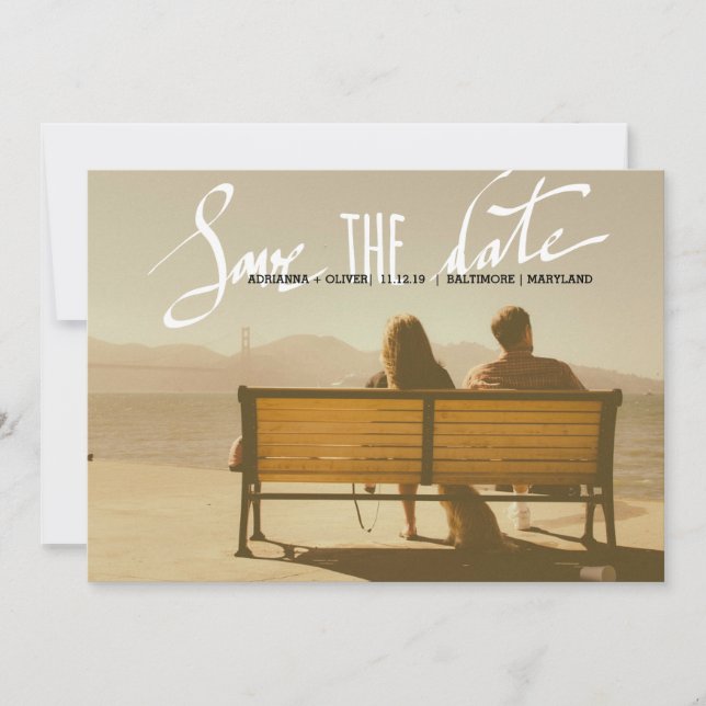Moderne Hochzeiten speichern das Date Script-Foto Save The Date (Vorderseite)