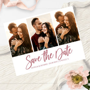 Moderne Hochzeiten speichern Datum 3 - FotoCollage Postkarte