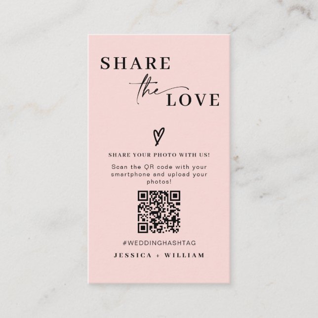 Moderne Hochzeiten teilen den QR-Code der Liebe Begleitkarte (Vorderseite)