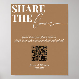 Moderne Hochzeiten teilen die Liebe QR Code-Zeiche Poster