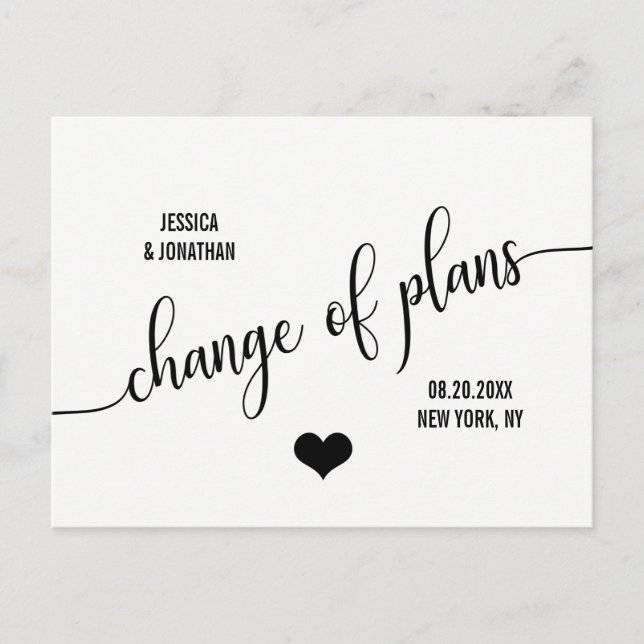 Moderne Hochzeiten verändern das DATUM PLÄNE POSTP Ankündigungspostkarte (Vorderseite)