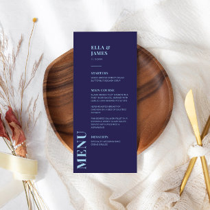 Moderne Hochzeiten von Navy & Light Blue Menükarte