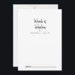 Moderne Hochzeiten von Weisheit Hinweiskarte<br><div class="desc">Diese moderne Hochzeitsworte der Weisheitsratenkarte ist perfekt für eine rustikale Hochzeit. Das einfache und elegante Design zeichnet sich durch klassische und extravagante Schriftzeichen in Schwarz und Weiß aus. Diese Karten sind ideal für Hochzeiten, Brautparty, Babydusche, Graduiertenfest u.v.m. Personalisieren Sie die Karten mit den Namen der Braut und Bräutigam, den Eltern,...</div>