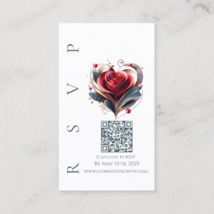 Moderne hochzeitliche RSVP QR codierte Rose Visitenkarte