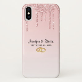 Moderne hochzeitrosa Glitzer-Tropfen Case-Mate iPhone Hülle