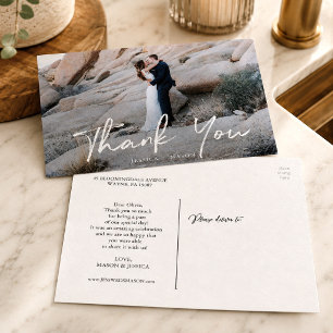 Moderne Hochzeits-Dankeschön-Foto Personalisiert Postkarte