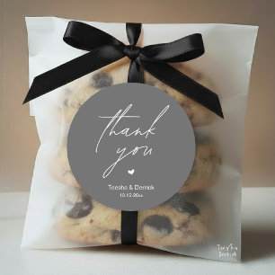 Moderne Hochzeits-Dankeschön-Geschenke Minimal Cut Runder Aufkleber