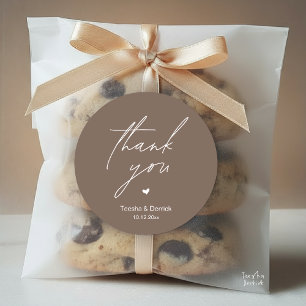 Moderne Hochzeits-Dankeschön-Geschenke Minimal Cut Runder Aufkleber
