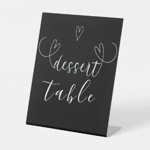 Moderne Hochzeits-Dessert-Tisch in Schwarz-Weiß Sockelschild